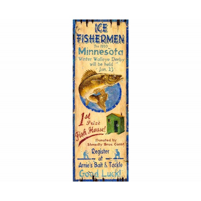 Ice Fishing Vintage Sign - Personalized