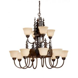 12L Chandelier Burnished Bronze - Bears