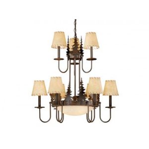 Bryce 12L Chandelier Burnished Bronze Deer