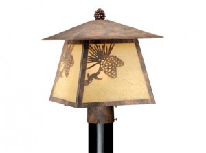 Whitebark 11″ Outdoor Post Light Olde World Patina