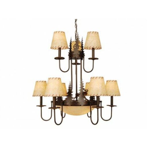Yellowstone 12L Chandelier Burnished Bronze Moose