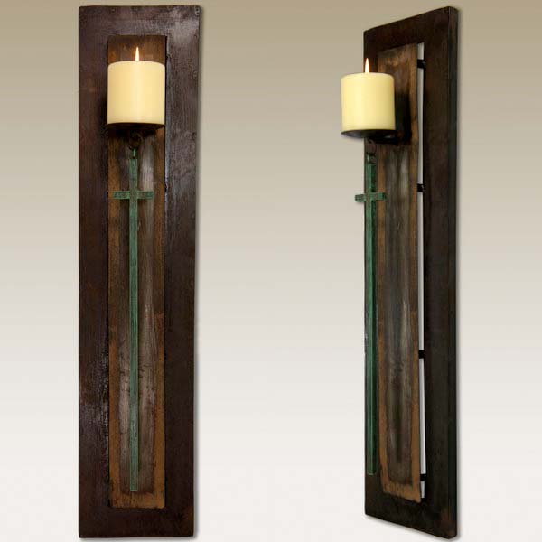 Rustic Metal Wall Candle Holder, Rustic Western Decor