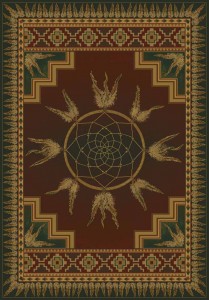 DREAM CATCHER Lodge Cabin Rug - Deep Red