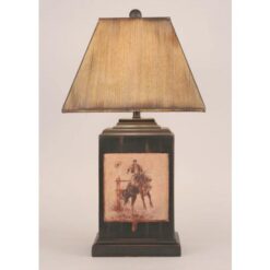 Bead Board Pot w/Cowboy Scene Lamp
