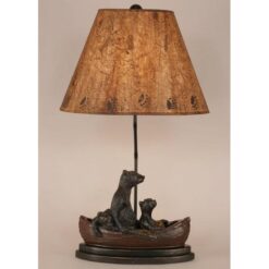 Bear Family in Canoe Lamp