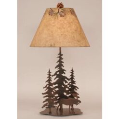 Iron Pine Trees Moose Lamp