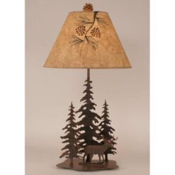 Iron Pine Trees with Deer Lamp
