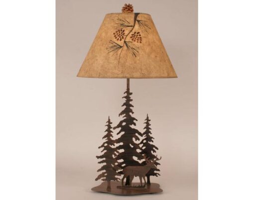 Iron Pine Trees with Deer Lamp