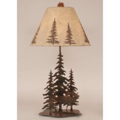 Iron Pine Trees with Elk Lamp