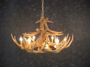 Whitetail 12 Antler Chandelier with Downlight