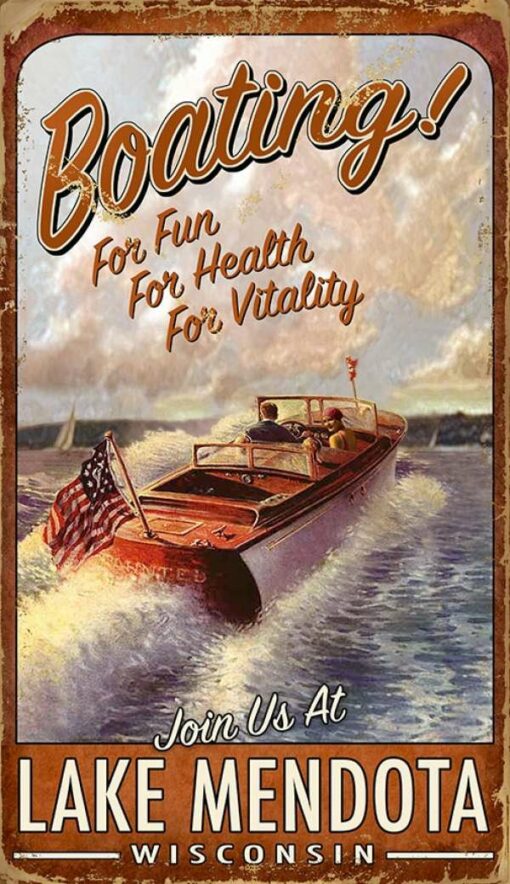 Wood Speed Boat Vintage Sign - Personalized
