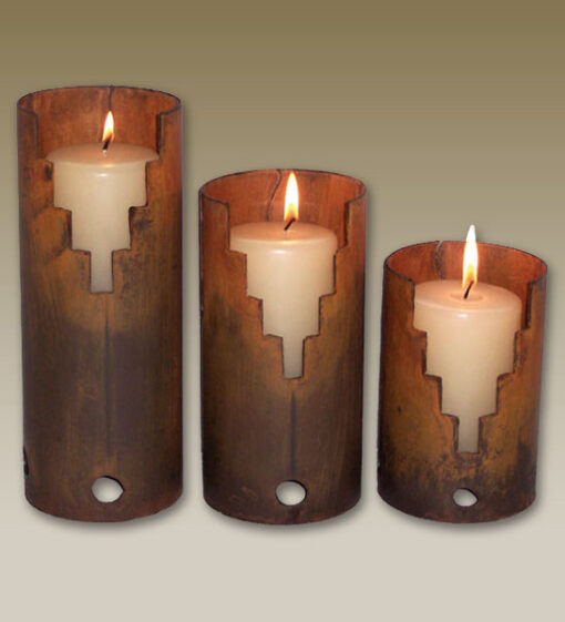 Iron Candle Holder Set with Geometric Design