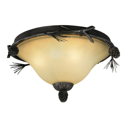 Sierra 15.5-in W Bronze Rustic Pinecone Flush Mount Ceiling Light Fixture
