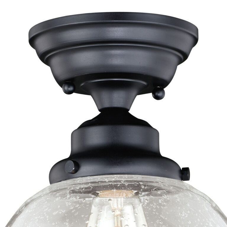 Huntley 12-in W Bronze Farmhouse Schoolhouse Semi Flush Mount Ceiling Light Clear Glass - Image 2