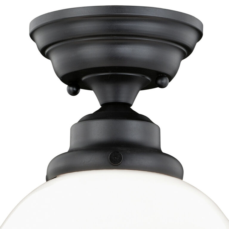 Huntley 12-in W Bronze Farmhouse Schoolhouse Semi Flush Mount Ceiling Light White Glass - Image 2