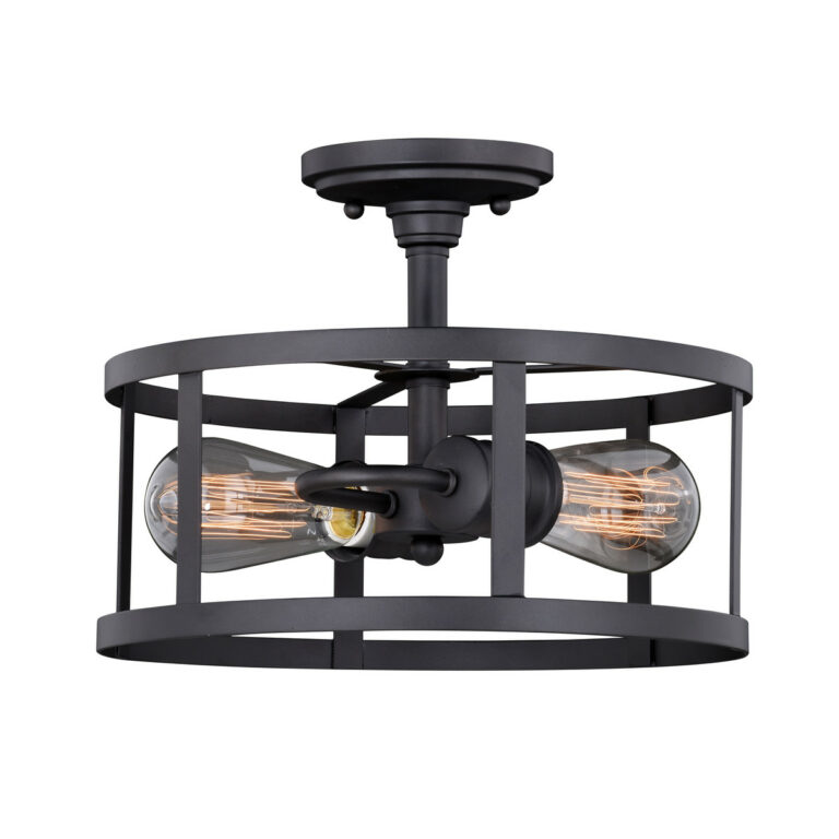 Akron 12-in W Bronze Farmhouse Cage Semi Flush Mount Ceiling Light - Image 2