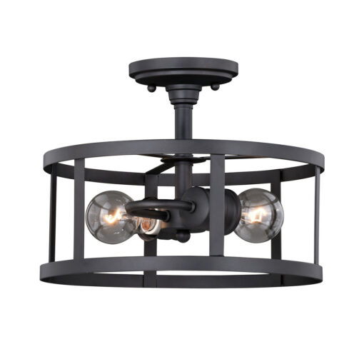 Akron 12-in W Bronze Farmhouse Cage Semi Flush Mount Ceiling Light