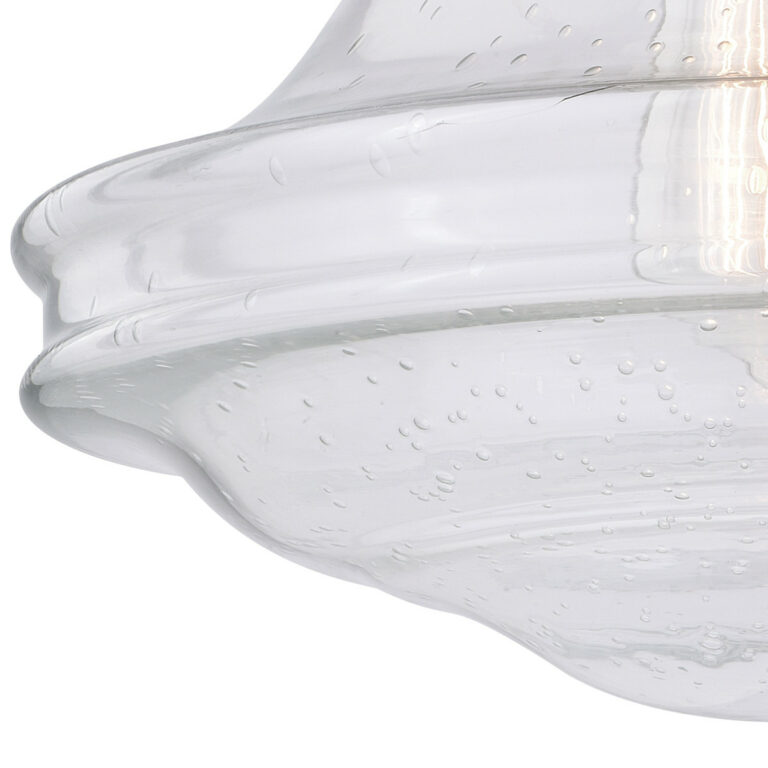 Huntley 12-in W Satin Nickel Farmhouse Schoolhouse Semi Flush Mount Ceiling Light Clear Glass - Image 3