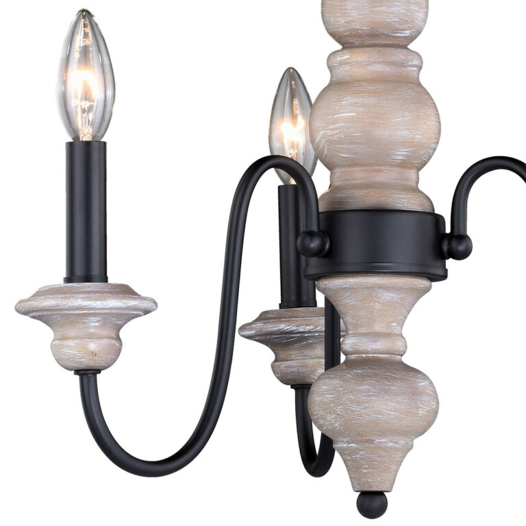 Georgetown 19-in W Gray Wood Farmhouse Chandelier Semi Flush Mount Ceiling Light - Image 3