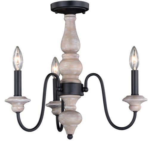 Georgetown 19-in W Gray Wood Farmhouse Chandelier Semi Flush Mount Ceiling Light