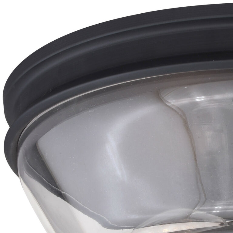 Toledo 13-in W Black Industrial Flush Mount Ceiling Light Fixture Clear Glass - Image 4