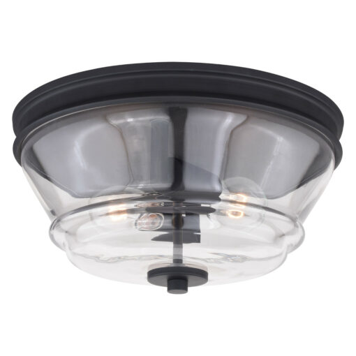 Toledo 13-in W Black Industrial Flush Mount Ceiling Light Fixture Clear Glass