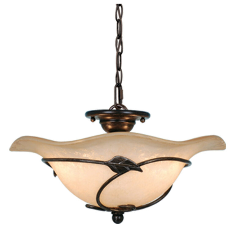 Vine 15-in W Black Rustic Semi Flush Mount Ceiling Light Amber Glass - Image 2