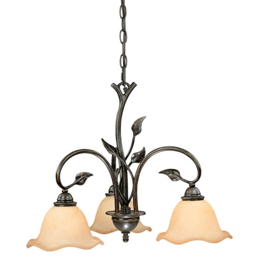 Vine 3 Light Black Rustic Chandelier