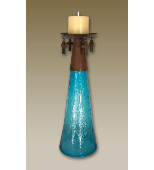 Cone Glass Cross Candle Holder