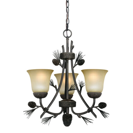 Sierra 3 Light Bronze Rustic Pinecone Mini Chandelier