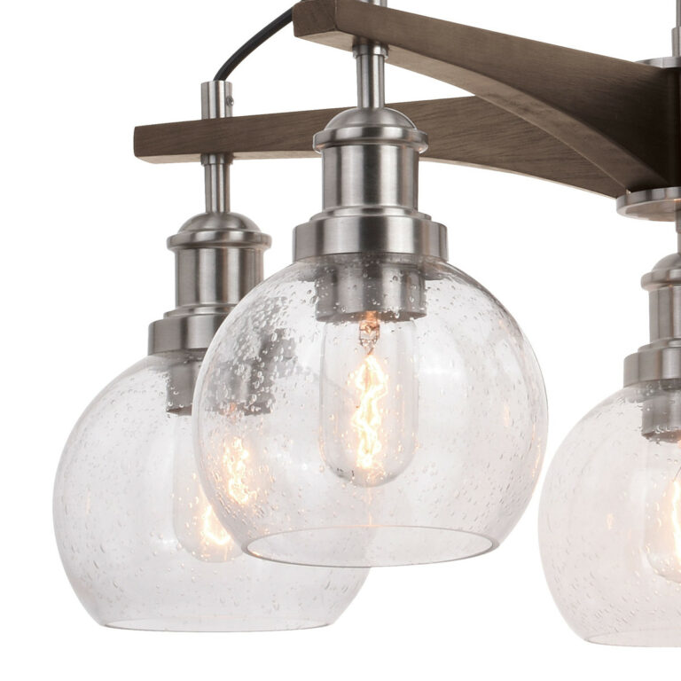 Avondale 5 Light Chandelier Satin Nickel and Dark Sycamore - Image 4
