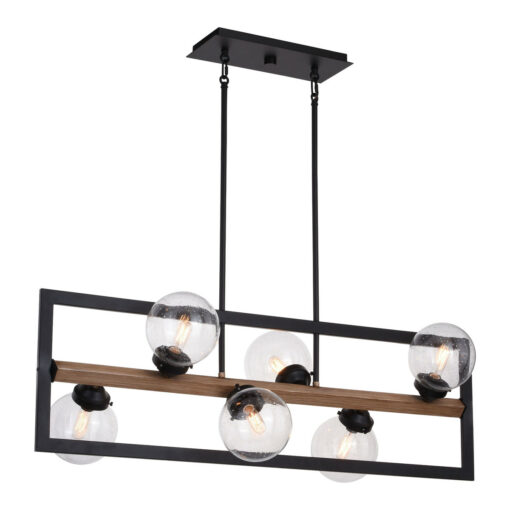 Bridgeview 38 in. 6 Light Linear Chandelier Oil Rubbed Bronze and Light Walnut