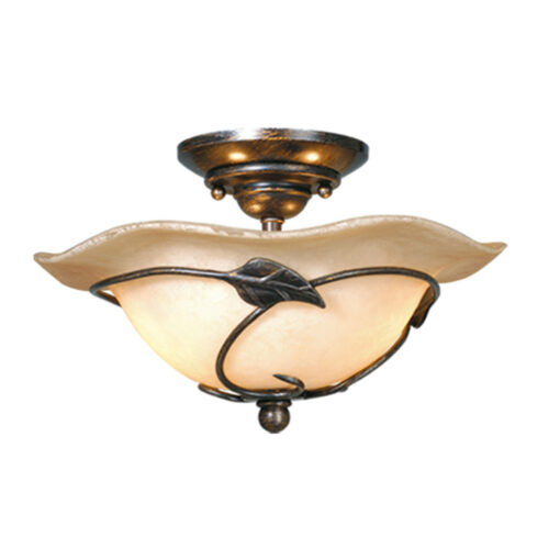 Vine 2L LED Black Rustic Semi Flush Ceiling Light or Fan Light Kit