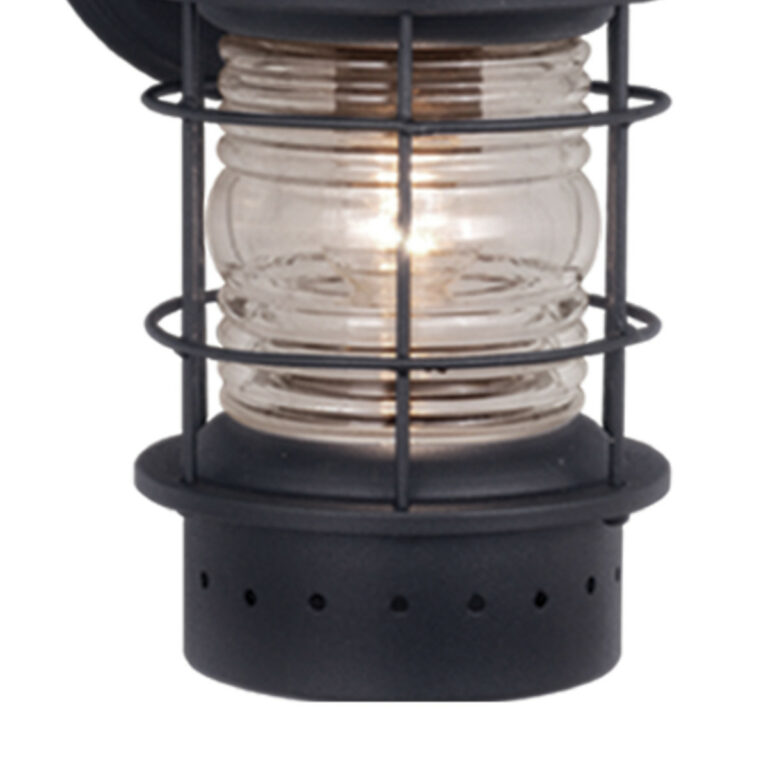 Hyannis 1 Light Black Coastal Lantern Cylinder Outdoor Wall Lantern Clear Glass - Image 2