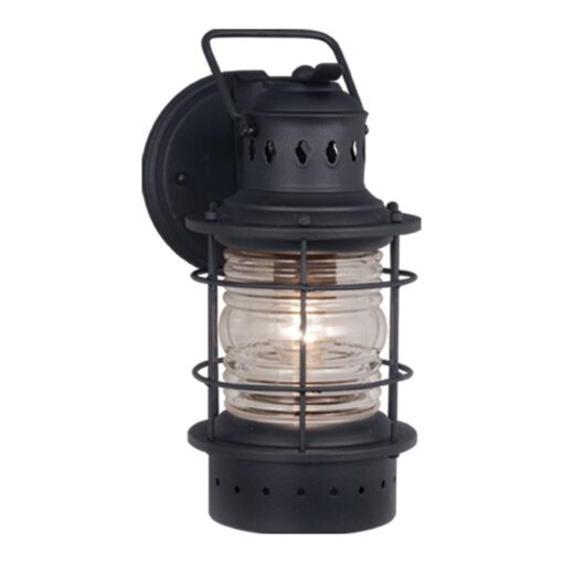 Hyannis 1 Light Black Coastal Lantern Cylinder Outdoor Wall Lantern Clear Glass