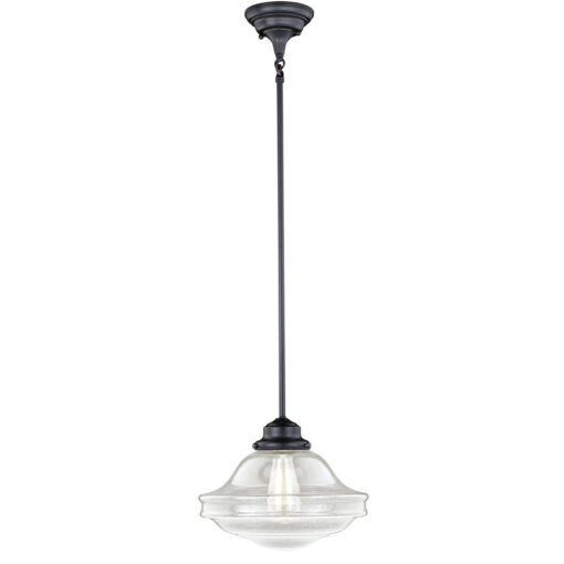 Huntley 1 Light Bronze Farmhouse Schoolhouse Pendant Clear Glass