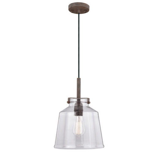Milone 1 Light Bronze Farmhouse Jar Pendant Clear Glass