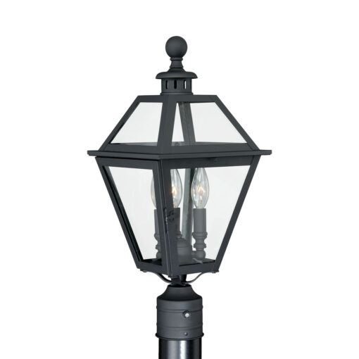 Nottingham 3L Black Outdoor Empire Post Light Clear Glass