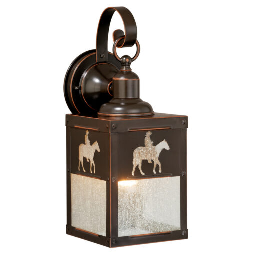 Trail 1 Light Bronze Rustic Horse Cowboy Outdoor Wall Lantern Clear Glass