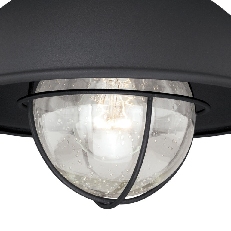 Harwich Black Coastal Barn Dome Outdoor Flush Mount Ceiling Light Clear Glass - Image 2
