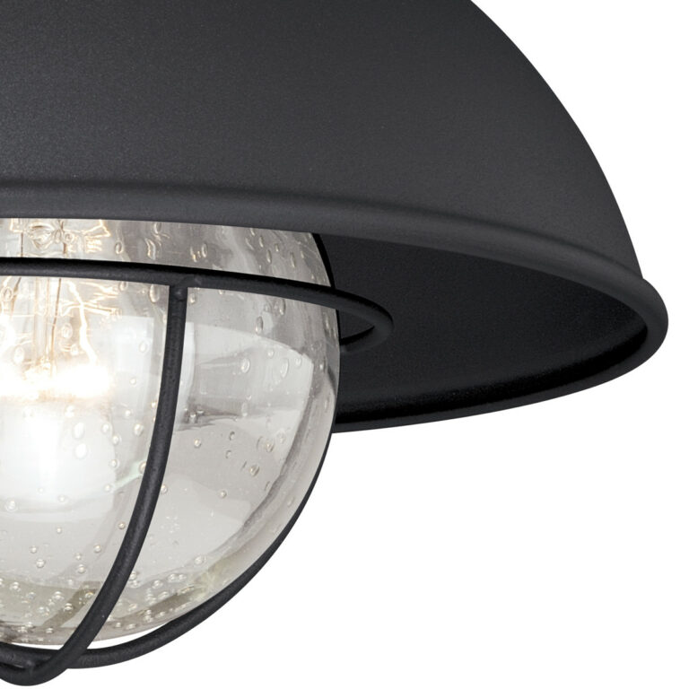 Harwich Black Coastal Barn Dome Outdoor Flush Mount Ceiling Light Clear Glass - Image 4