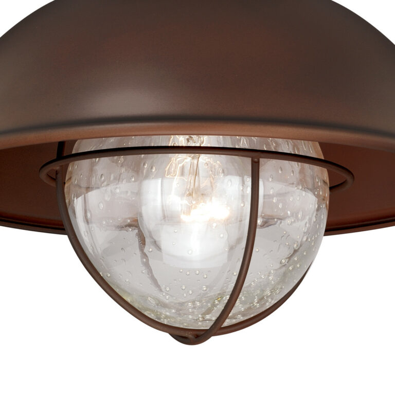 Harwich Bronze Coastal Barn Dome Outdoor Flush Mount Ceiling Light Clear Glass - Image 2