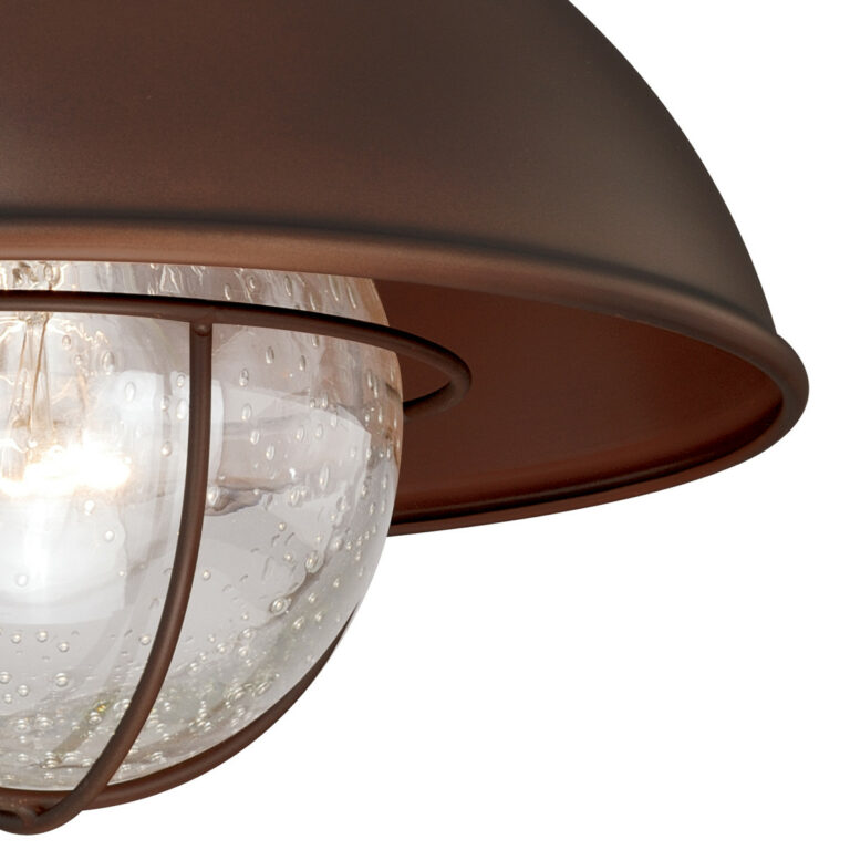 Harwich Bronze Coastal Barn Dome Outdoor Flush Mount Ceiling Light Clear Glass - Image 4