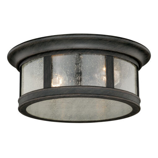 Hanover Bronze Round Outdoor Flush Mount Ceiling Light Clear Glass