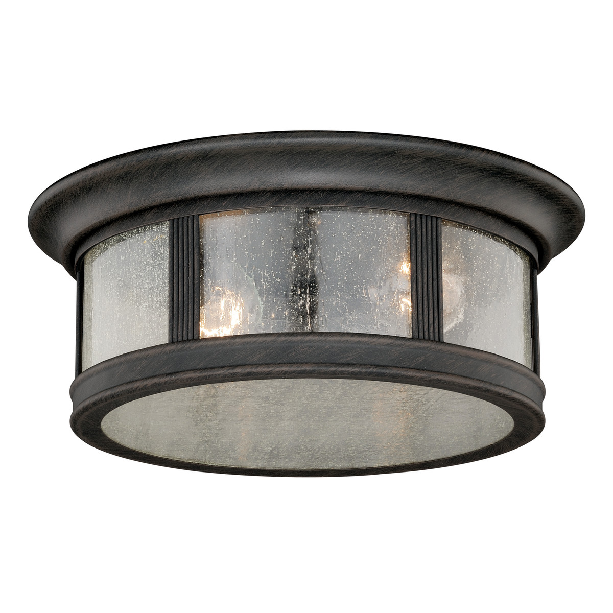 Hanover Bronze Round Outdoor Flush Mount Ceiling Light Clear Glass Antlers Etc Cabin Decor Hunting Decor