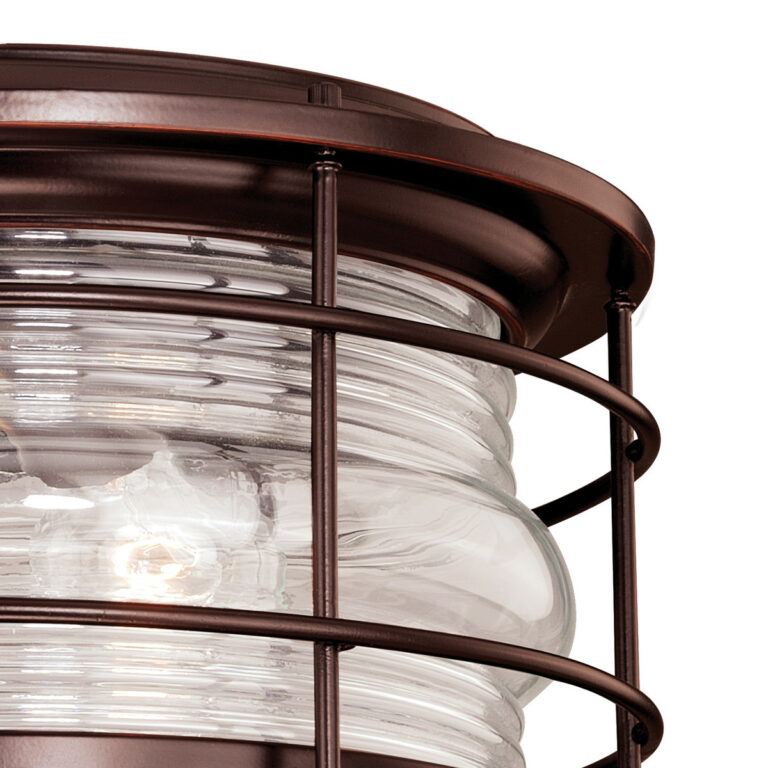 Hyannis Bronze Coastal Round Outdoor Flush Mount Ceiling Light Clear Glass - Image 2