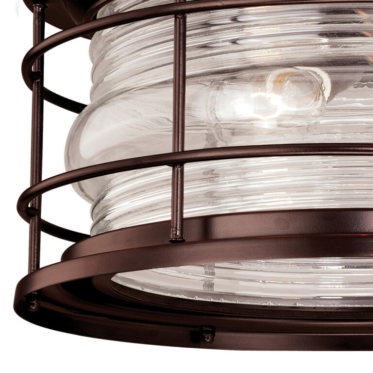 Hyannis Bronze Coastal Round Outdoor Flush Mount Ceiling Light Clear Glass - Image 3