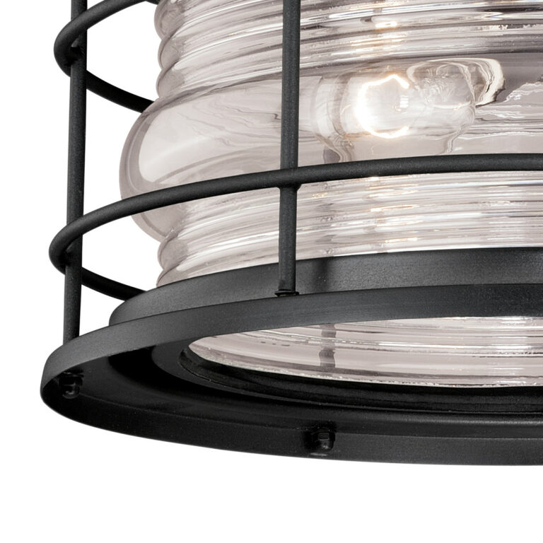 Hyannis Black Coastal Round Outdoor Flush Mount Ceiling Light Clear Glass - Image 3