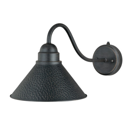 Outland 1 Light Dusk to Dawn Black Gold Farmhouse Barn Dome Outdoor Wall Lantern