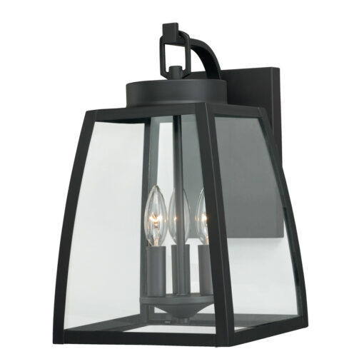 Granville 3 Light Bronze Geometric Outdoor Wall Lantern Clear Glass